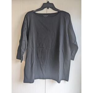 Isaac Mizrahi New York Women's Black Round Neck 3/4 Sleeve T-shirt Top Size XL